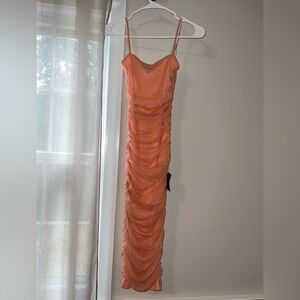 Lulu's Shimmering Orange MidiDress